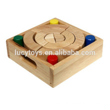 Colorful wooden geometric shape blocks set